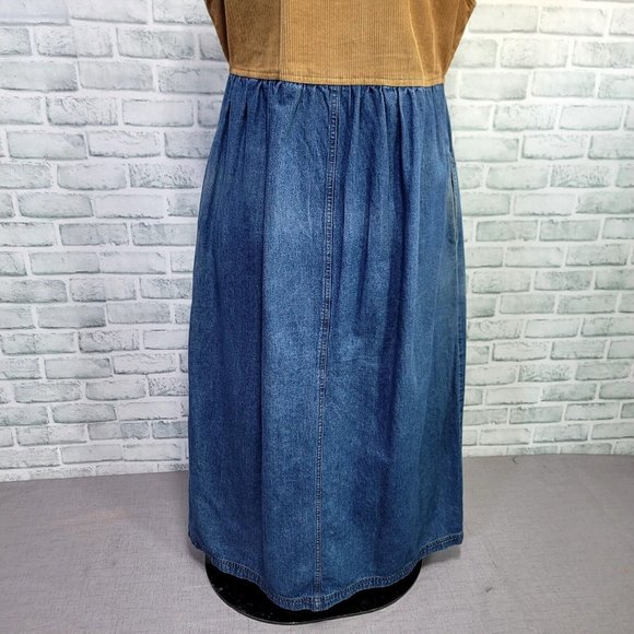 Vintage 90s D.P.S Womens M Tan Corduroy Denim Jumper Tank Shirt‎ Dress - Picture 11 of 13